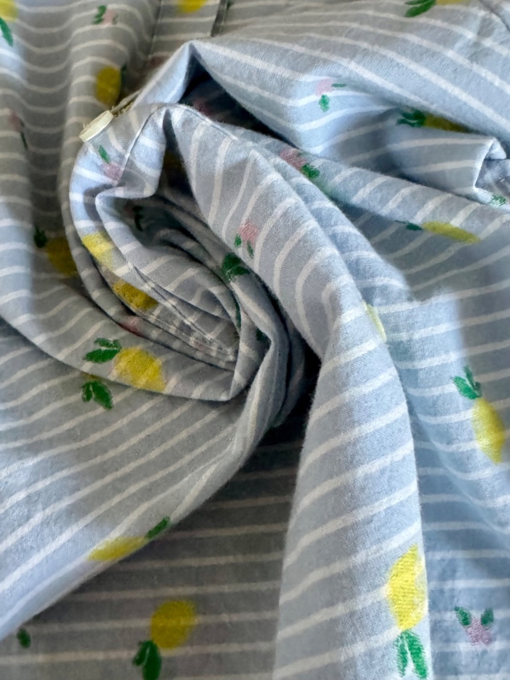 NEW J McLaughlin Lois Button Front Shirt Yellow Lemon Motif Blue White Stripe XS - Picture 12 of 14